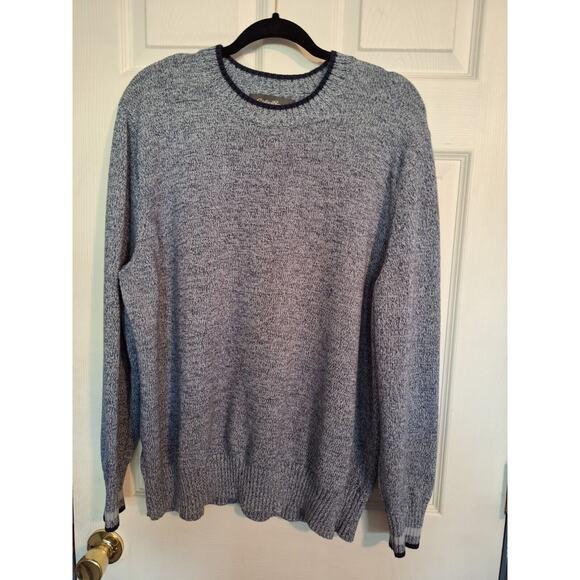 Eddie Bauer Crew Neck Pullover Sweater Mens 2XL Blue Space Dyed‎ 100% Cotton - Picture 1 of 7